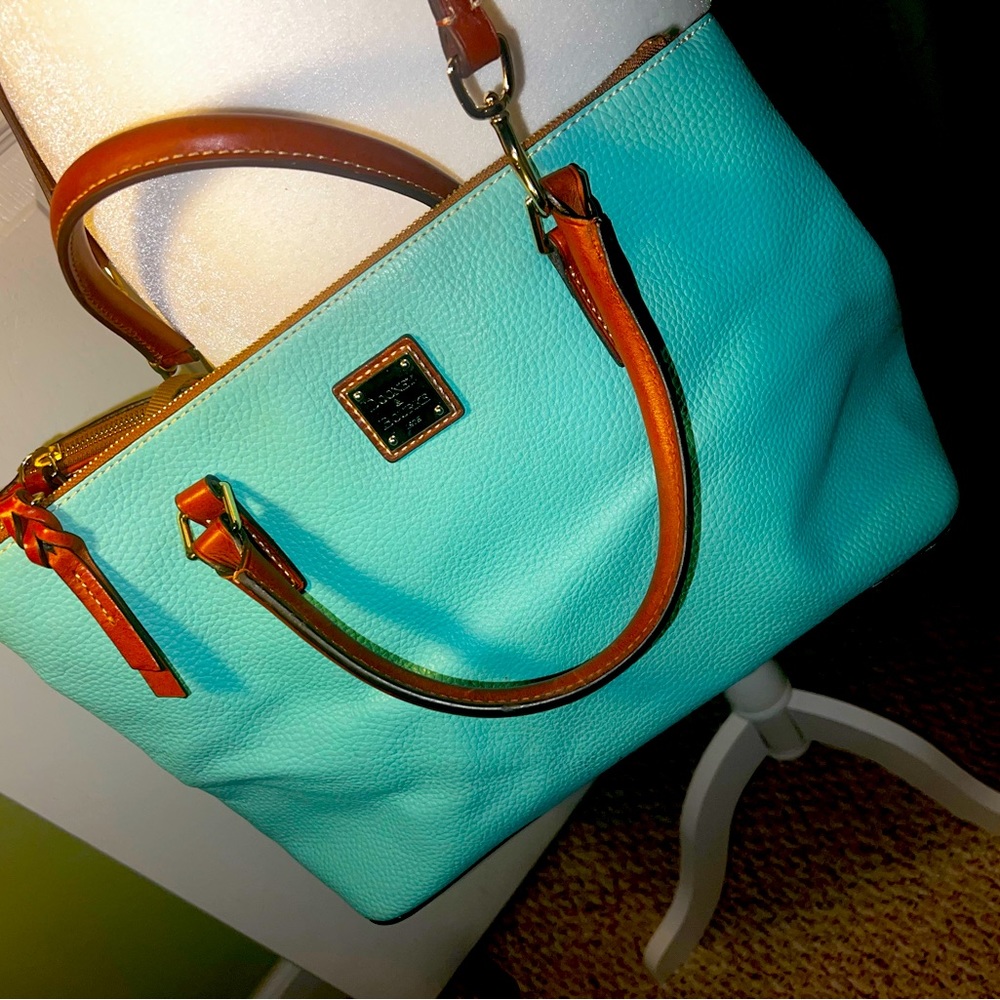 SOLD Dooney & Bourke Large Aqua/Teal Pebbled Leather Tote/Purse